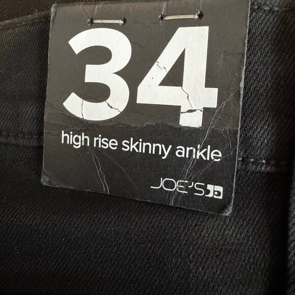 Joe's High Rise Skinny Ankle Jeans Black Coated Finish Women 34 NWT - Picture 6 of 9